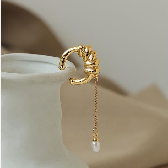 Thread Linear Pearl Ear Clip